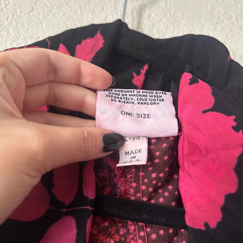 URU pink black mixed pattern floral kimono jacket - Picture 8 of 8